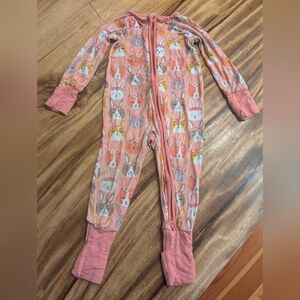 Little Sleepies Pink Bunny Print Kids Footie